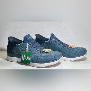 Sketchers Vegan Blue slip-ins athletic shoes, women’s size 10